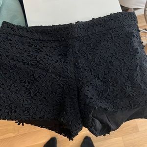 Alice and Olivia black crochet floral shorts